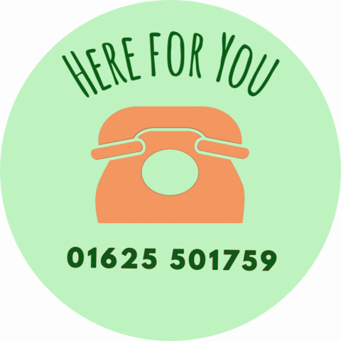 Here for you logo and phone number 01625 501759 Here for you logo and phone number 01625 501759